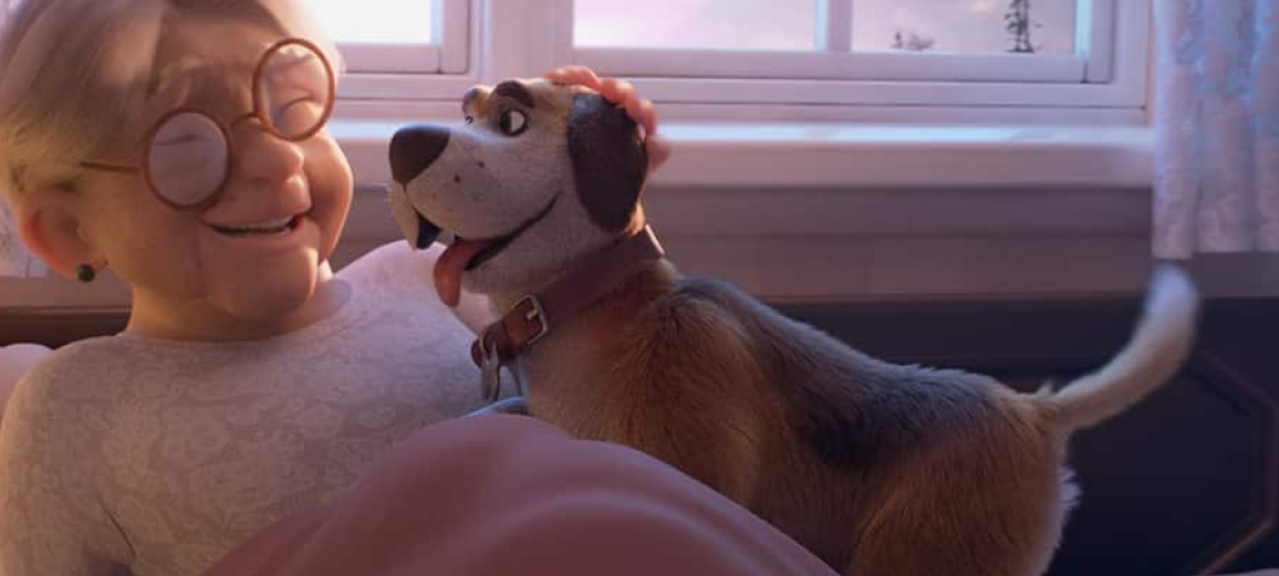 Γυναίκα χαίρεται που βλέπει τον σκύλο της